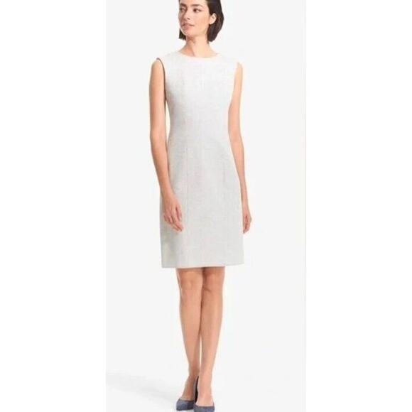 MM Lafleur Dress 6 Giovana Gray Twill Knit Sleeveless Seamed Career Back Sheath - Picture 1 of 10